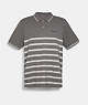 COACH®,STRIPED PIQUE POLO,n/a,Heather Grey,Front View