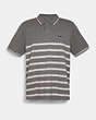 COACH®,STRIPED PIQUE POLO,n/a,Heather Grey,Front View
