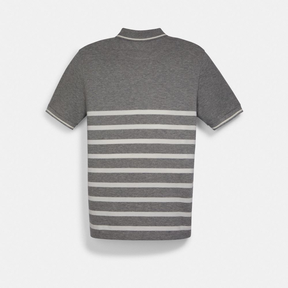 COACH®,Striped Pique Polo,,Back View