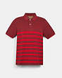 COACH®,STRIPED PIQUE POLO,n/a,Light Maroon,Front View
