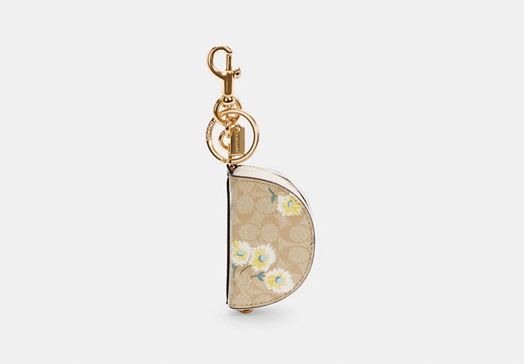 Crescent Pouch Bag Charm In Signature Canvas With Daisy Print