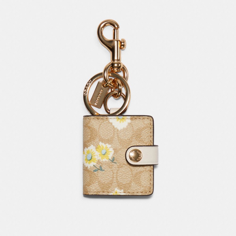 Coach Outlet Picture Frame Bag Charm in Signature Canvas with Bee Print - Gold - One Size