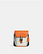 COACH®,TRACK SMALL FLAP CROSSBODY IN SIGNATURE CANVAS,pvc,Small,Gunmetal/Chalk/Candied Orange,Front View