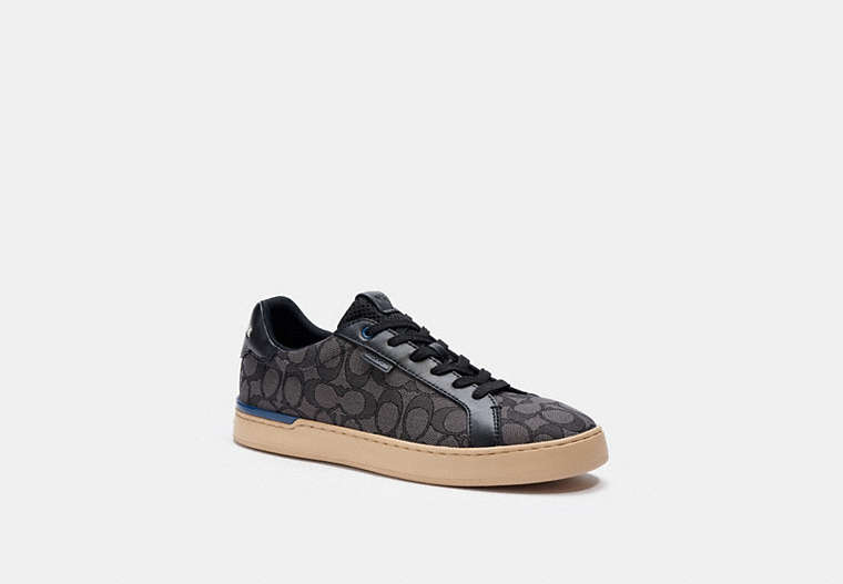 COACH®,LOWLINE LOW TOP SNEAKER,Signature Jacquard,Charcoal,Front View