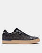 COACH®,LOWLINE LOW TOP SNEAKER,Signature Jacquard,Charcoal,Angle View