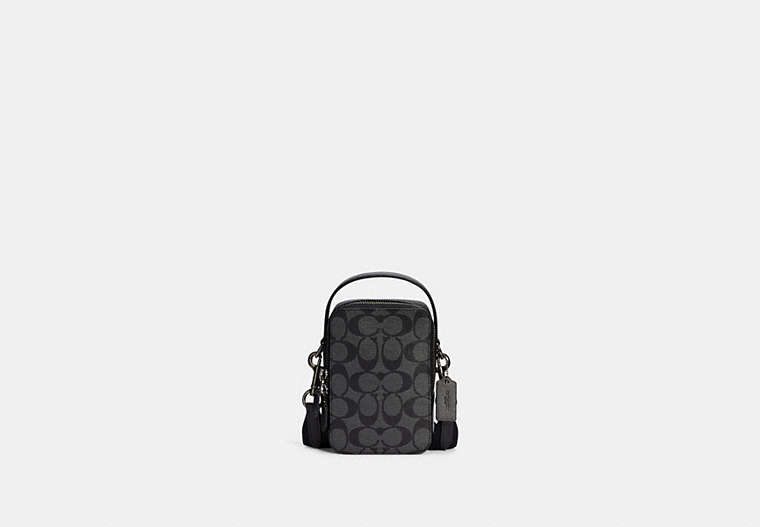 COACH®,TOP HANDLE CROSSBODY IN SIGNATURE CANVAS,Gunmetal/Charcoal,Front View