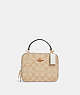 COACH®,BOX CROSSBODY BAG IN SIGNATURE CANVAS,pvc,Small,Gold/Light Khaki Chalk,Front View