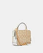 COACH®,BOX CROSSBODY BAG IN SIGNATURE CANVAS,pvc,Small,Gold/Light Khaki Chalk,Angle View