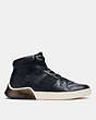 COACH®,CITYSOLE HIGH TOP SNEAKER IN SIGNATURE CANVAS,Signature Coated Canvas/Leather,CHARCOAL BLACK,Angle View