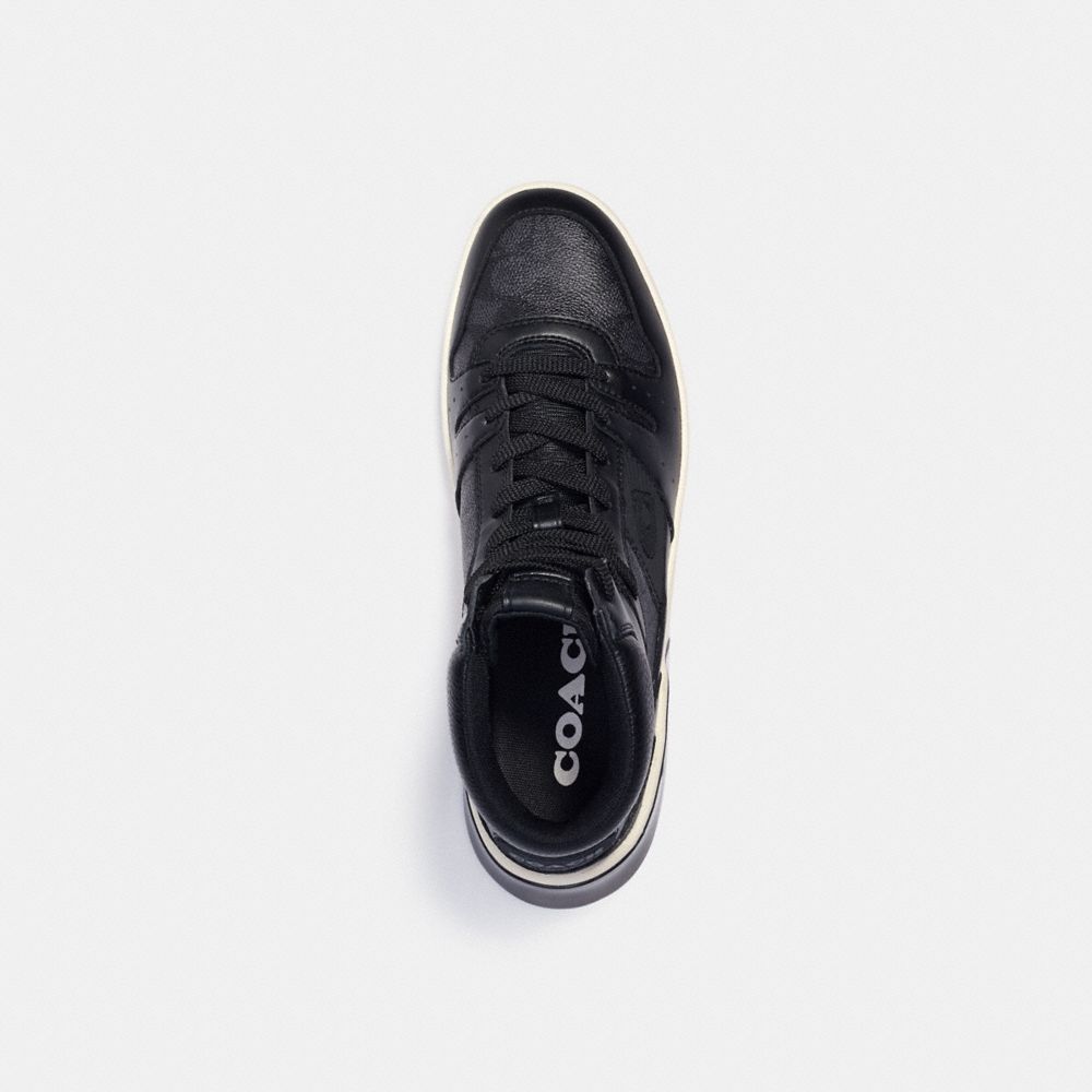 COACH®,CITYSOLE HIGH TOP SNEAKER IN SIGNATURE CANVAS,Signature Coated Canvas/Leather,CHARCOAL BLACK,Inside View,Top View