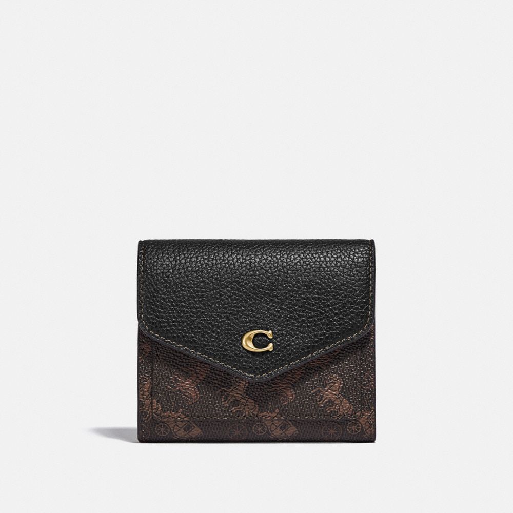 COACH®,ウィン スモール ウォレット ウィズ ホース アンド キャリッジ プリント,ミニ財布(二つ/三つ折り),ﾌﾞﾗｽ/ﾄﾘｭﾌ ﾌﾞﾗｯｸ