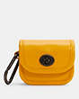 COACH®,HERITAGE TURNLOCK BAG CHARM,Gunmetal/Ochre,Front View