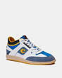 COACH®,CITYSOLE MID TOP SNEAKER,Suede/Leather/Nylon,Caribbean Blue Bright Maize,Front View
