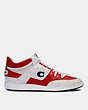 COACH®,CITYSOLE MID TOP SNEAKER,Leather,Chalk Electric Red,Angle View