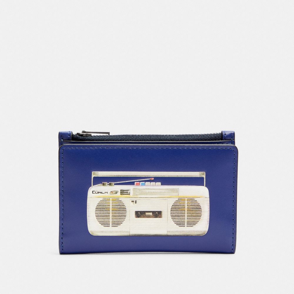 Slim Bifold Card Wallet With 80's Boombox Graphic