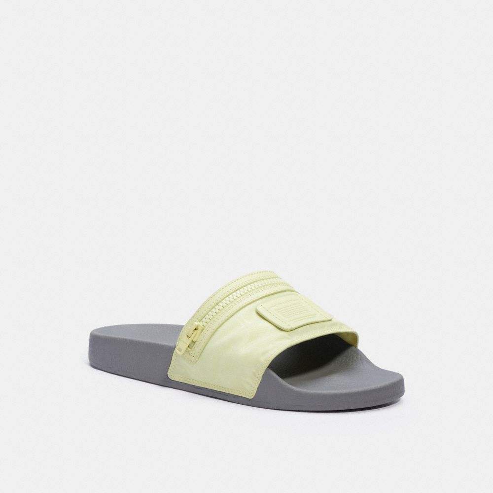 COACH®,SLIDE WITH POCKET,Nylon,Pale Lime/ Heather Grey,Front View