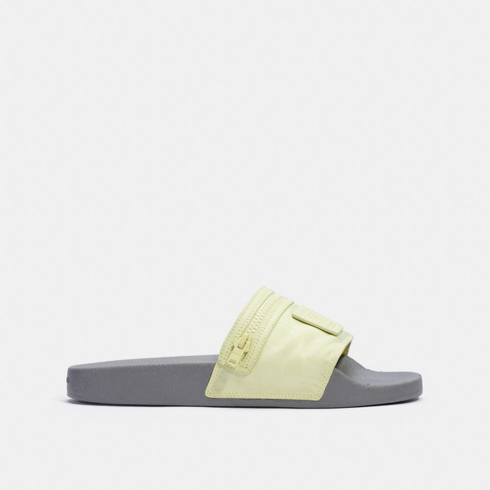 COACH®,SLIDE WITH POCKET,Nylon,Pale Lime/ Heather Grey,Angle View