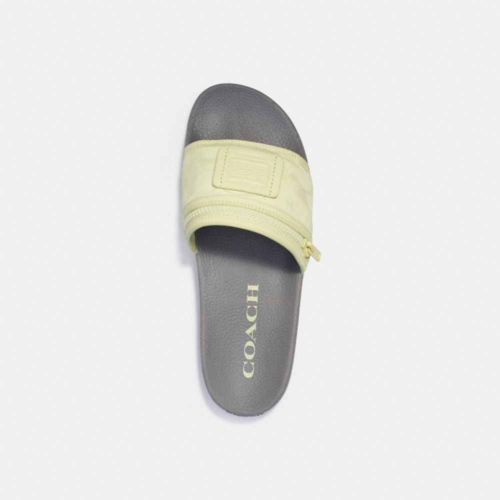 COACH®,SLIDE WITH POCKET,Nylon,Pale Lime/ Heather Grey,Inside View,Top View