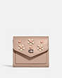 COACH®,WYN SMALL WALLET WITH TEA ROSE KNOT,Smooth Leather,Pewter/Taupe,Front View