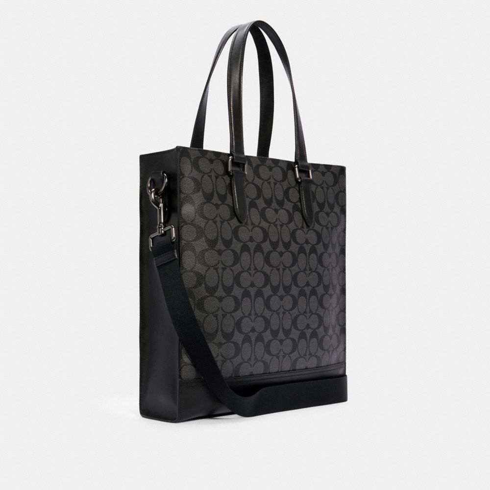COACH®,GRAHAM STRUCTURED TOTE BAG IN SIGNATURE CANVAS,Signature Canvas,Large,Office,Gunmetal/Charcoal/Black,Angle View