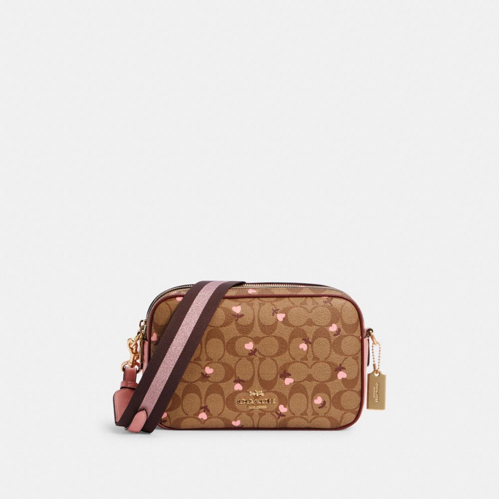 COACH Women's Jes Crossbody Bag in Signature Canvas (Heart Petal Print -  Brown - Multi), Brown: : Fashion