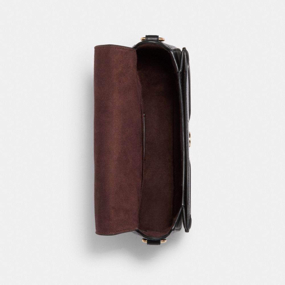 COACH®,GEORGIE SADDLE BAG,Pebbled Leather,Medium,Gold/Black,Inside View,Top View