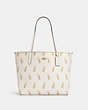 COACH®,CITY TOTE WITH LIPSTICK PRINT,Gold/Chalk Multi/Light Saddle,Front View