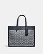 COACH®,FIELD TOTE 30 IN SIGNATURE JACQUARD,Signature Jacquard,Large,Brass/Navy Midnight Navy,Front View