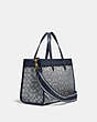 COACH®,FIELD TOTE 30 IN SIGNATURE JACQUARD,Signature Jacquard,Large,Brass/Navy Midnight Navy,Angle View