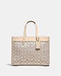 COACH®,FIELD TOTE 30 IN SIGNATURE JACQUARD,Signature Jacquard,Large,Brass/Stone Ivory,Front View