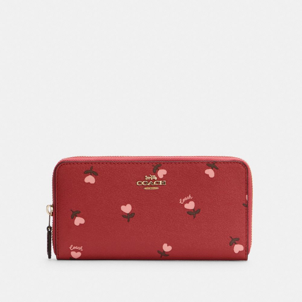 Accordion Zip Wallet With Heart Floral Print