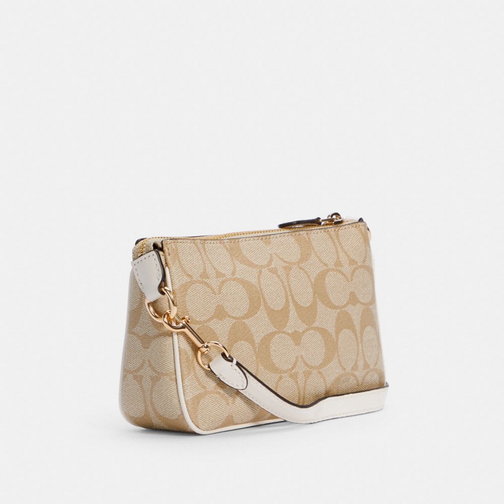 COACH®,NOLITA 19 IN SIGNATURE CANVAS,Signature Canvas,Anniversary,Gold/Light Khaki Chalk,Angle View