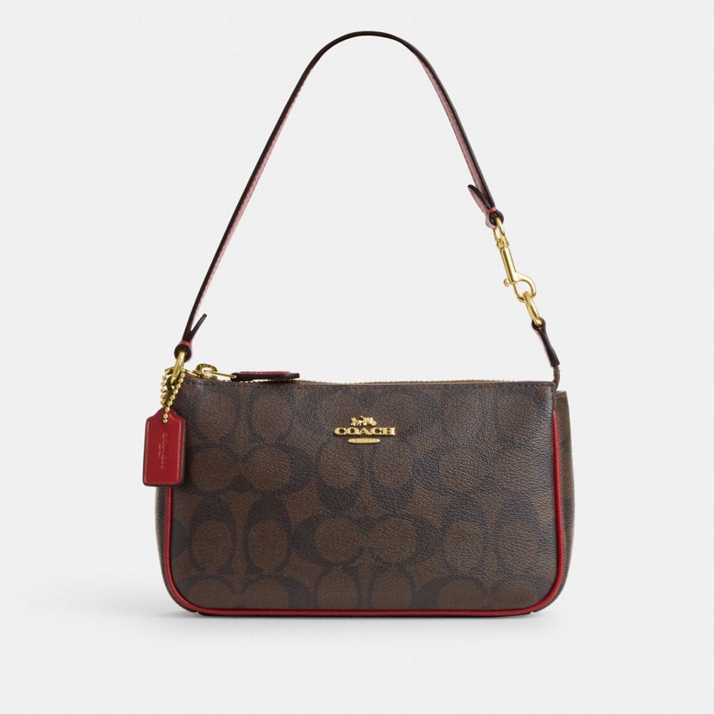 COACH®,NOLITA 19 IN SIGNATURE CANVAS,Signature Canvas,Anniversary,Gold/Brown 1941 Red,Front View