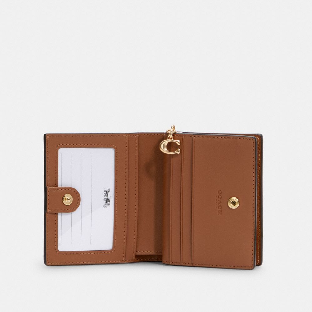 COACH®,Snap Wallet In Signature Canvas,Leather,Canvas,Bi Fold,PVC,Logo,Gold Metal,Casual,Multi Color,Inside View,Top View
