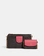 COACH®,POPPY CROSSBODY WITH CARD CASE IN SIGNATURE CANVAS,pvc,Mini,Im/Brown/Watermelon,Front View