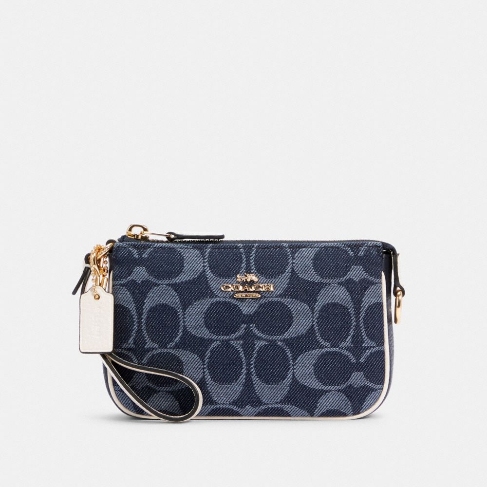 Coach C3334 Nolita 15 Top Handle Bag in Denim Jacquard and Chalk Refined  Pebble Leather with Removable Strap - Women's Clutch / Purse Bag