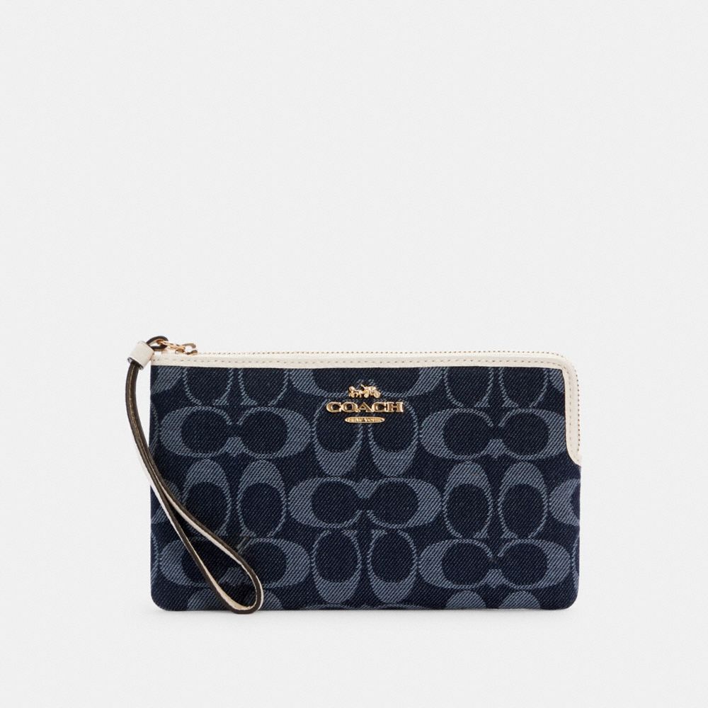 Large Corner Zip Wristlet In Signature Jacquard