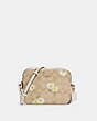 COACH®,MINI CAMERA BAG IN SIGNATURE CANVAS WITH DAISY PRINT,Gold/Light Khaki Chalk Multi,Front View