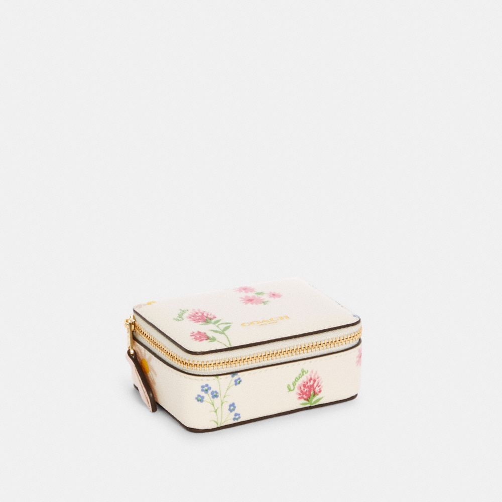 Triple Pill Box With Spaced Wildflower Print