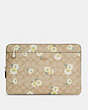 COACH®,LAPTOP SLEEVE IN SIGNATURE CANVAS WITH DAISY PRINT,Gold/Light Khaki Chalk Multi,Front View