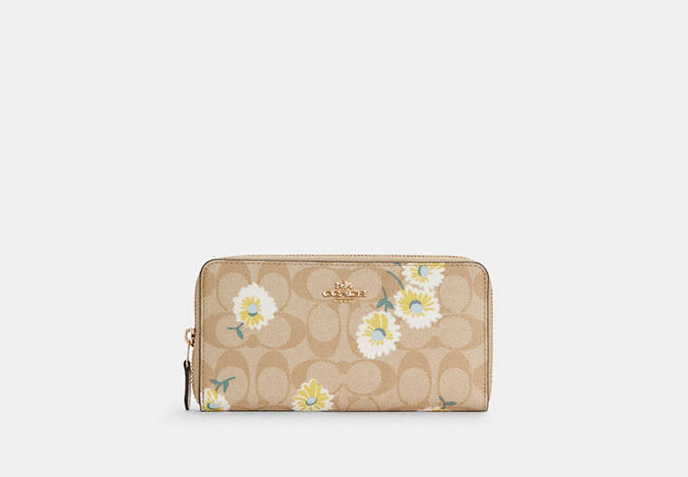 Accordion Zip Wallet In Signature Canvas With Daisy Print
