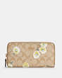 COACH®,ACCORDION ZIP WALLET IN SIGNATURE CANVAS WITH DAISY PRINT,Gold/Light Khaki Chalk Multi,Front View
