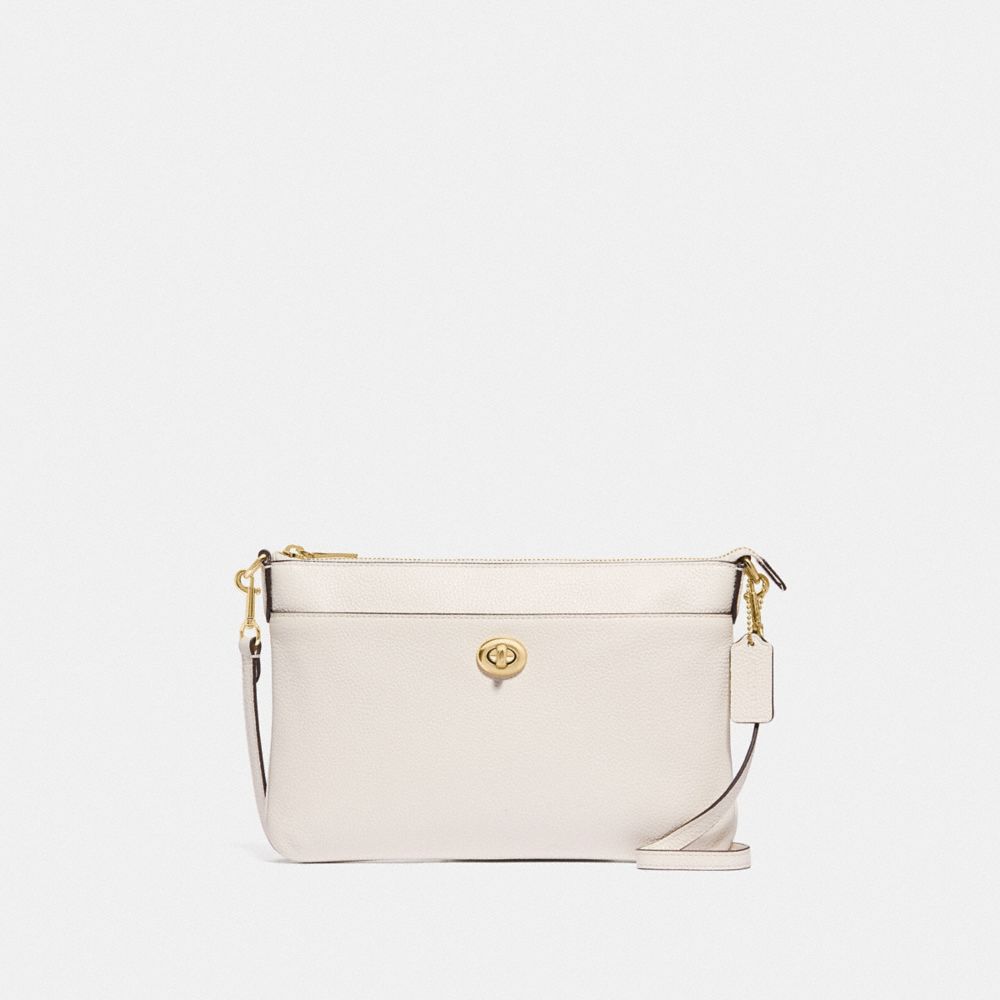 COACH®,POLLY CROSSBODY,Leather,Mini,Gold/Chalk,Front View