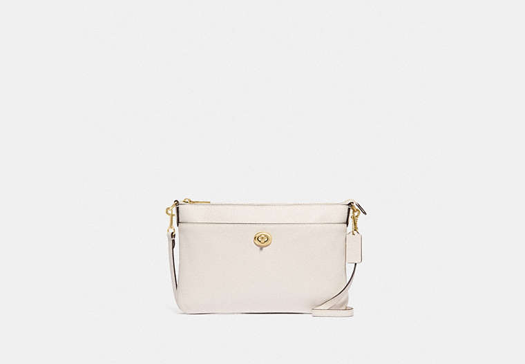 COACH®,POLLY CROSSBODY,Leather,Gold/Chalk,Front View image number 0
