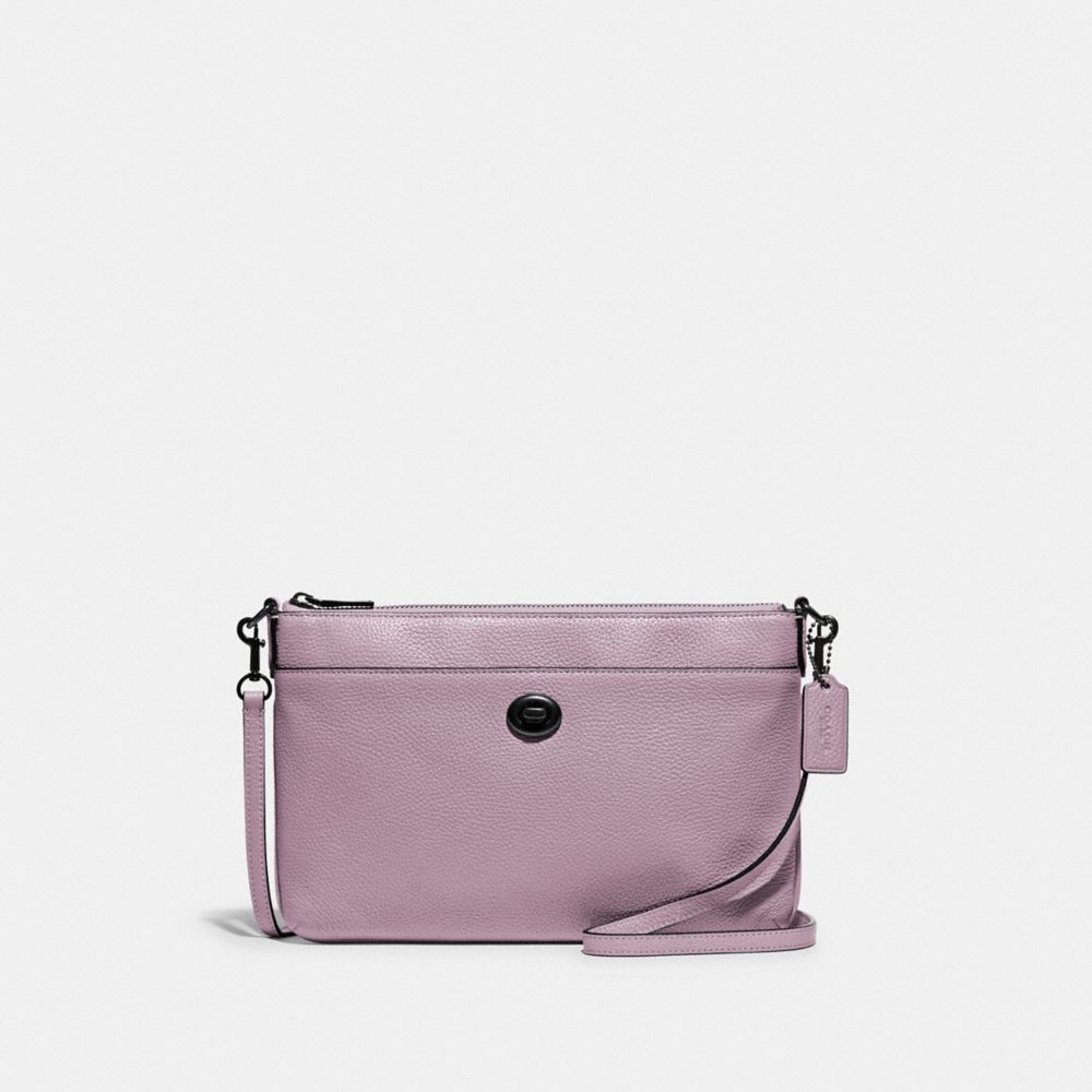 Coach Metallic Pink Pebbled Metallic Leather Turnlock Slim