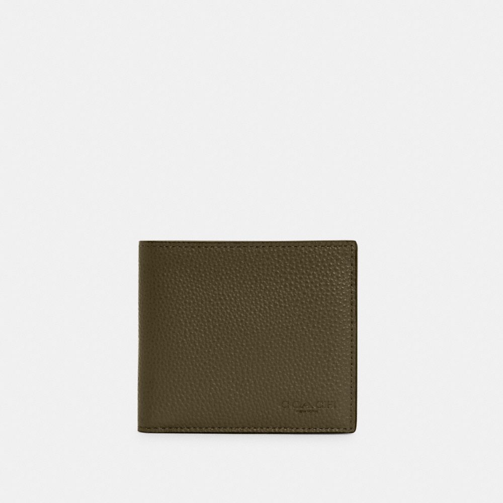 COACH®,COIN WALLET,Gunmetal/Utility Green,Front View image number 0