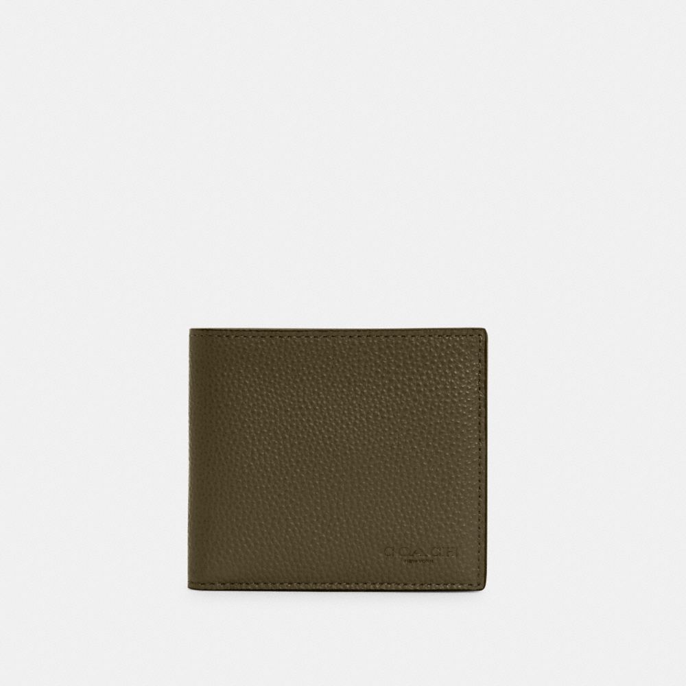 COACH®,COIN WALLET,Gunmetal/Utility Green,Front View