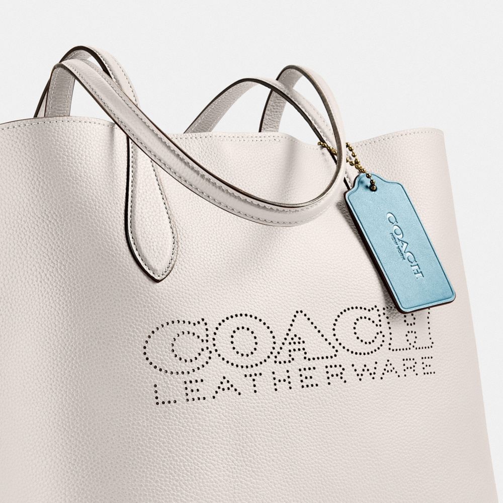 Coach Kia Medium Carnation Colorblock Pebbled Leather Tote Bag Handbag
