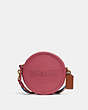 COACH®,KIA CIRCLE BAG IN COLORBLOCK,Pebble Leather,Small,Brass/Red,Front View