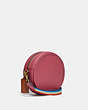 COACH®,KIA CIRCLE BAG IN COLORBLOCK,Pebble Leather,Small,Brass/Red,Angle View